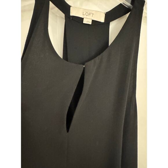 LOFT Black Racerback Tank Top | Size Large | Flowy Chiffon Blouse - Picture 3 of 8